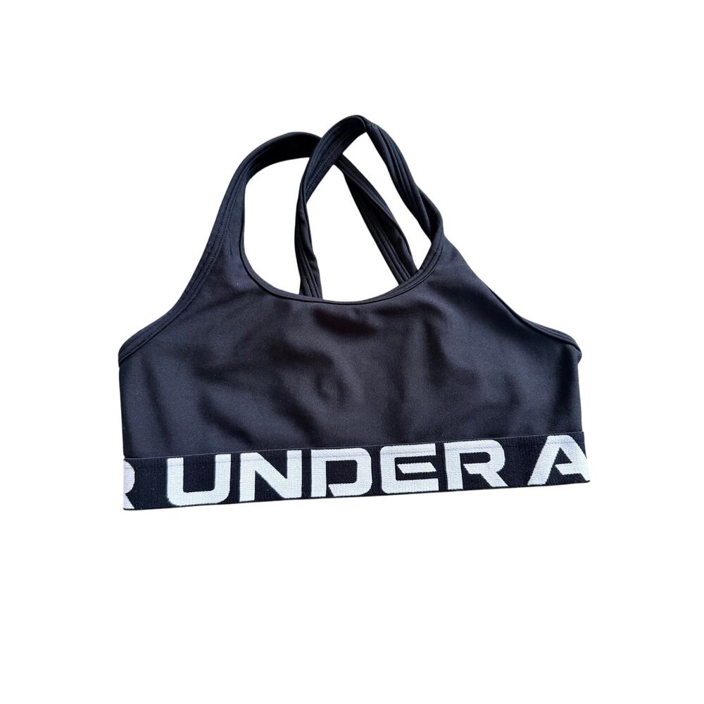 Under Armour Girls Black Crossback Sports Bra Youth Medium